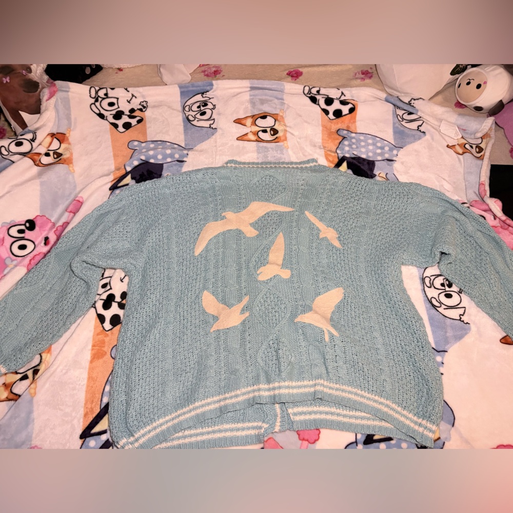 Taylor Swift Blue and White Sweater Cardigan
